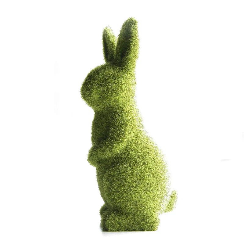 Green resin Easter rabbit ornament in sitting and standing postures