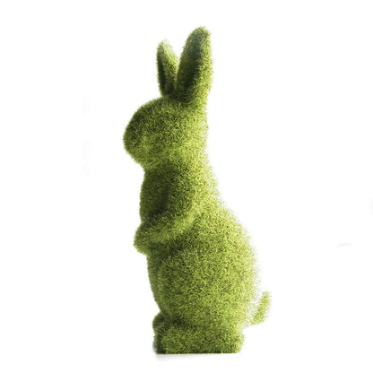 Green resin Easter rabbit ornament in sitting and standing postures