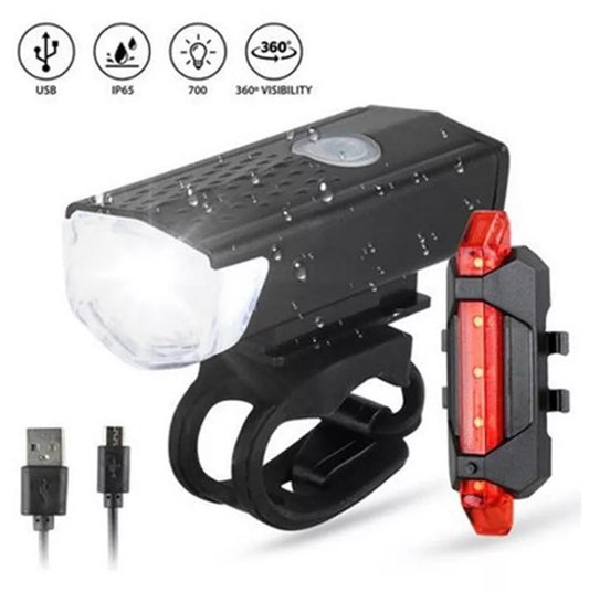 USB rechargeable bicycle front light with high-intensity beam for night riding