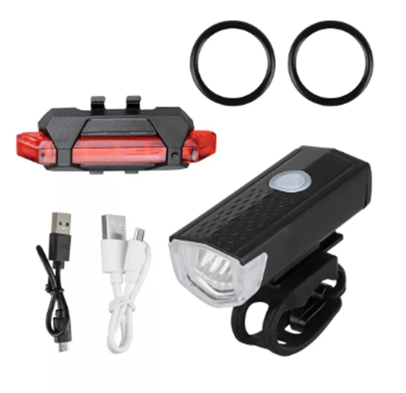 USB rechargeable bicycle front light with high-intensity beam for night riding