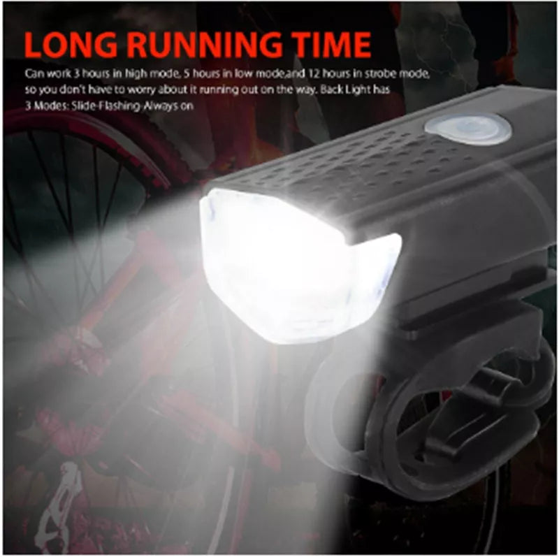 USB rechargeable bicycle front light with high-intensity beam for night riding