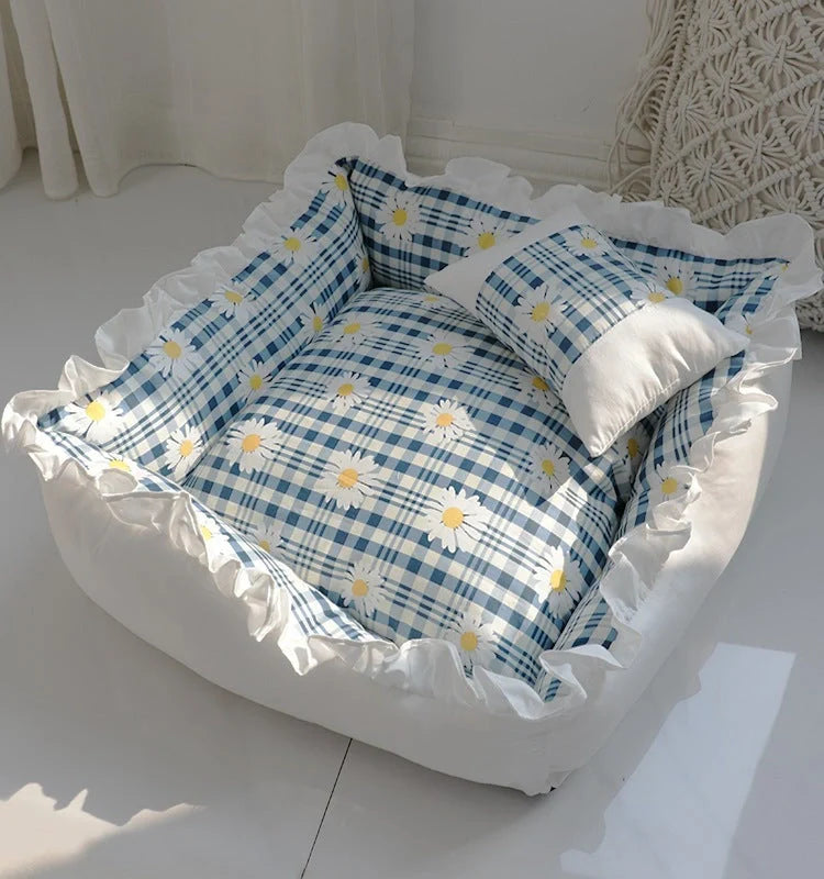 Princess Dog Bed Sofa with removable washable cover for small pets