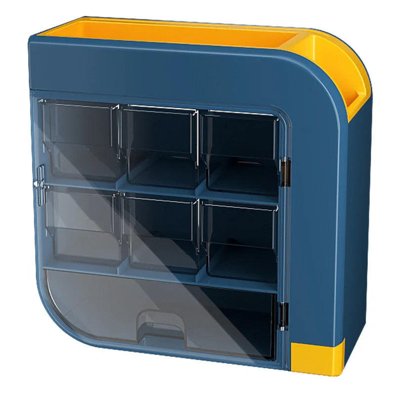 Wall-mounted kitchen storage box for knives and condiments in blue or white
