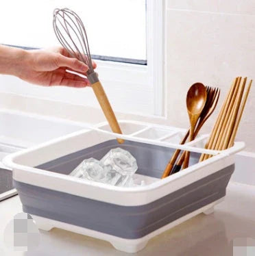 Foldable dish drainer rack with porous surface for air-drying tableware and versatile storage