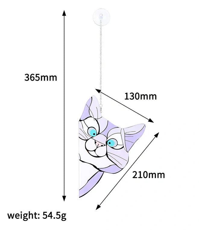 Colourful stained glass cat window hanger decoration, reusable PVC sticker