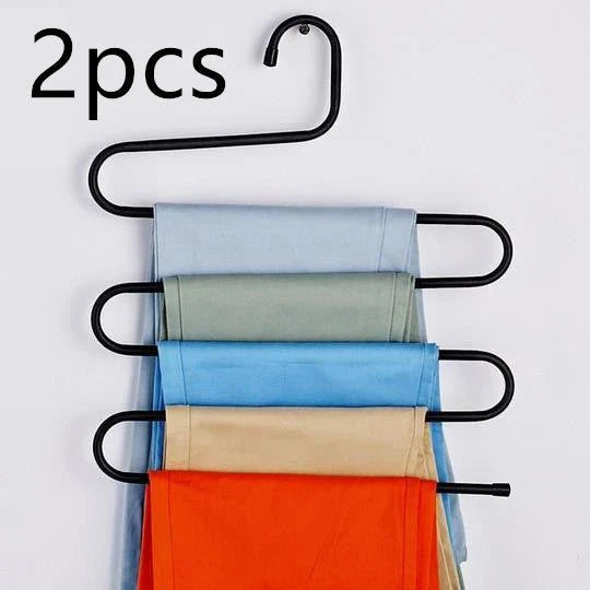 Sturdy and Stylish 5-Tier Pants Rack in Stainless Steel, Designed to Maximize Closet Space and Organize Pants, Jeans, and Trousers