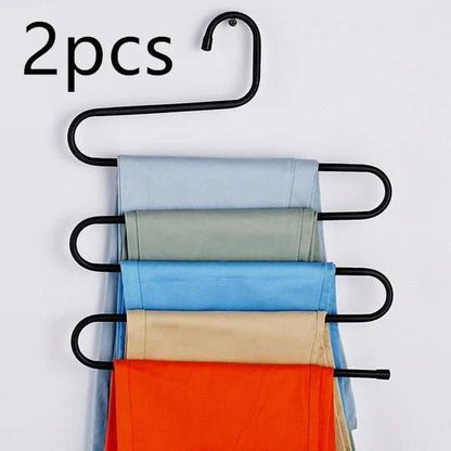 Sturdy and Stylish 5-Tier Pants Rack in Stainless Steel, Designed to Maximize Closet Space and Organize Pants, Jeans, and Trousers