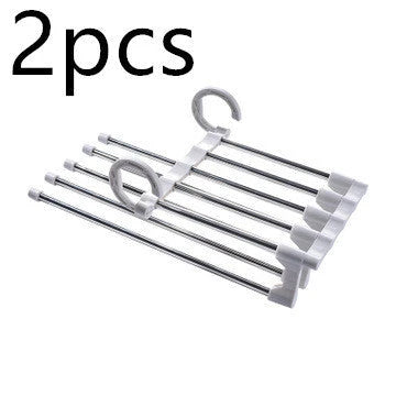Sturdy and Stylish 5-Tier Pants Rack in Stainless Steel, Designed to Maximize Closet Space and Organize Pants, Jeans, and Trousers