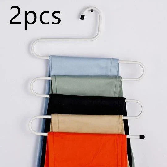 Sturdy and Stylish 5-Tier Pants Rack in Stainless Steel, Designed to Maximize Closet Space and Organize Pants, Jeans, and Trousers