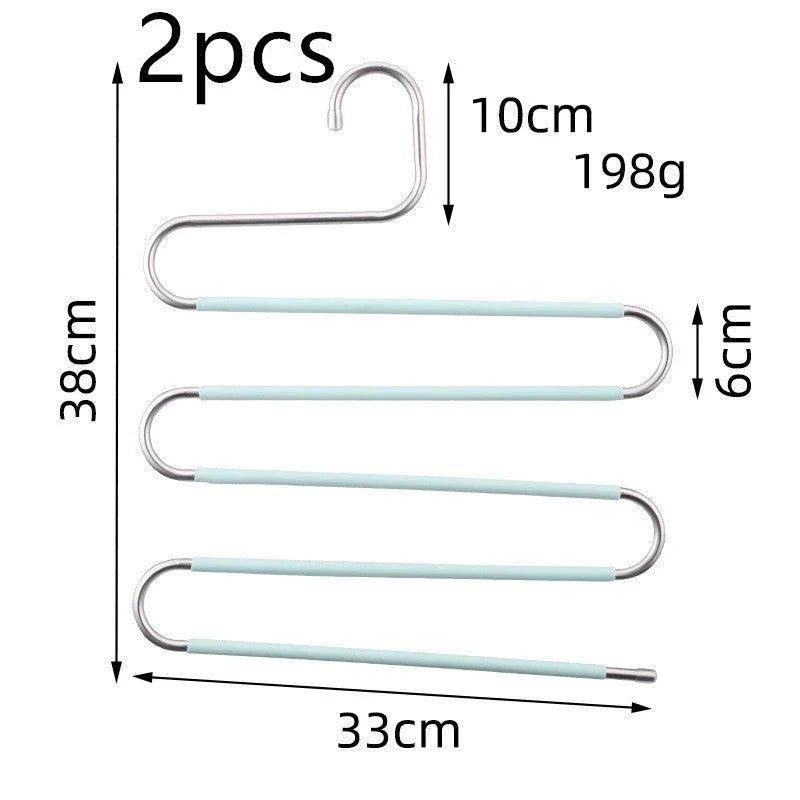 Sturdy and Stylish 5-Tier Pants Rack in Stainless Steel, Designed to Maximize Closet Space and Organize Pants, Jeans, and Trousers