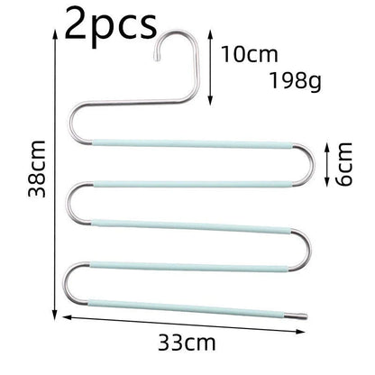 Sturdy and Stylish 5-Tier Pants Rack in Stainless Steel, Designed to Maximize Closet Space and Organize Pants, Jeans, and Trousers