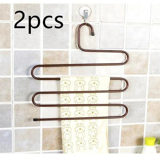Sturdy and Stylish 5-Tier Pants Rack in Stainless Steel, Designed to Maximize Closet Space and Organize Pants, Jeans, and Trousers