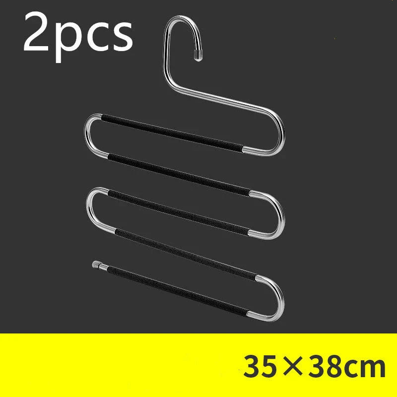 Sturdy and Stylish 5-Tier Pants Rack in Stainless Steel, Designed to Maximize Closet Space and Organize Pants, Jeans, and Trousers