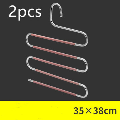 Sturdy and Stylish 5-Tier Pants Rack in Stainless Steel, Designed to Maximize Closet Space and Organize Pants, Jeans, and Trousers