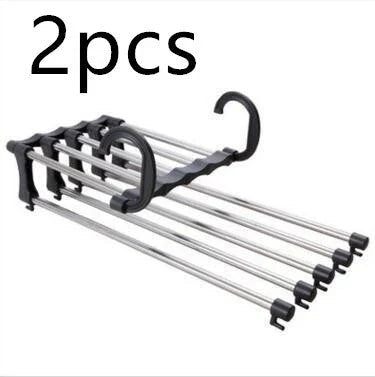 Sturdy and Stylish 5-Tier Pants Rack in Stainless Steel, Designed to Maximize Closet Space and Organize Pants, Jeans, and Trousers