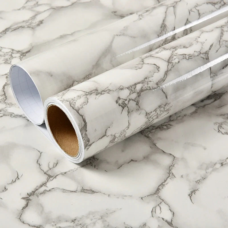 Elegant marble effect wallpaper for kitchen and bathroom renovation
