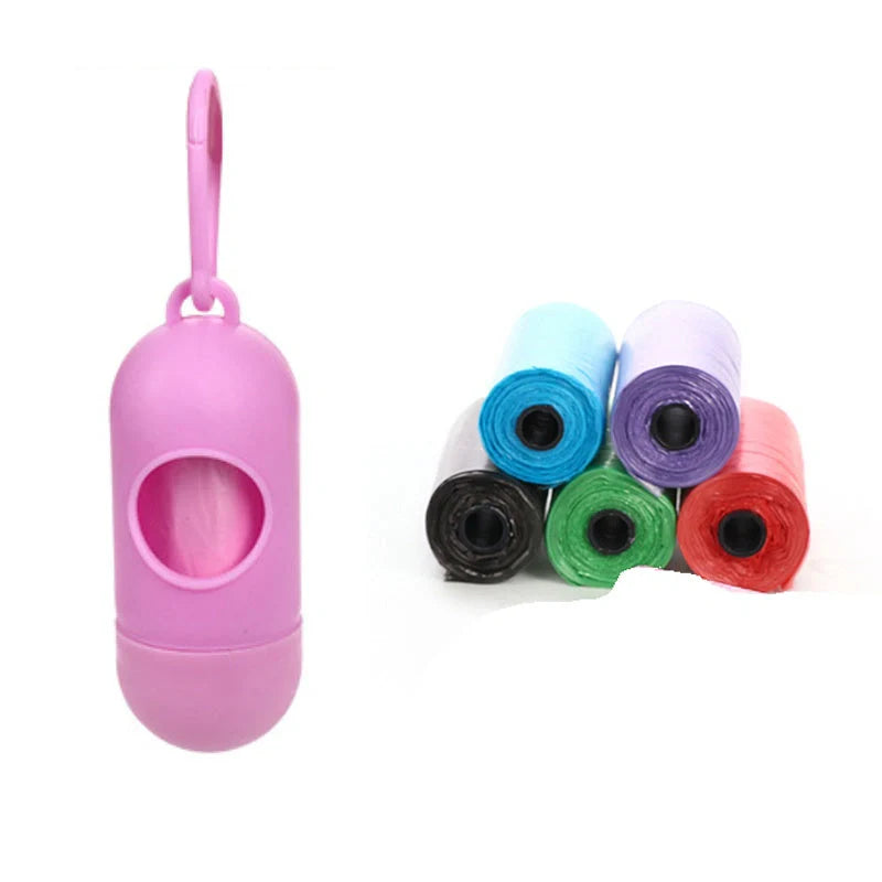 Eco-friendly dog poop bags in various colours for pet waste cleanup