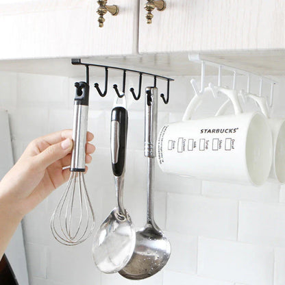 Stylish wrought iron storage hook with seamless, nail-free design and 22 lb weight capacity for versatile hanging in the kitchen, closet, office, and more