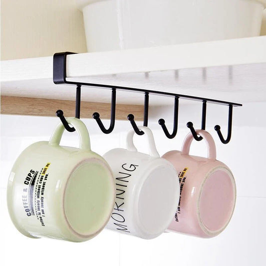 Stylish wrought iron storage hook with seamless, nail-free design and 22 lb weight capacity for versatile hanging in the kitchen, closet, office, and more
