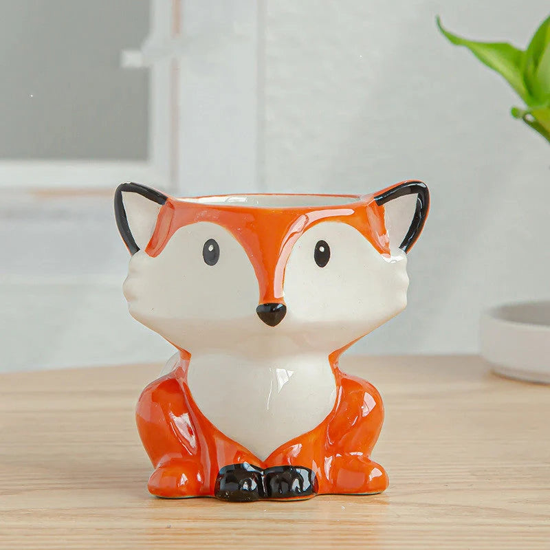 Charming ceramic animal succulent pot with breathable design for healthy plant growth