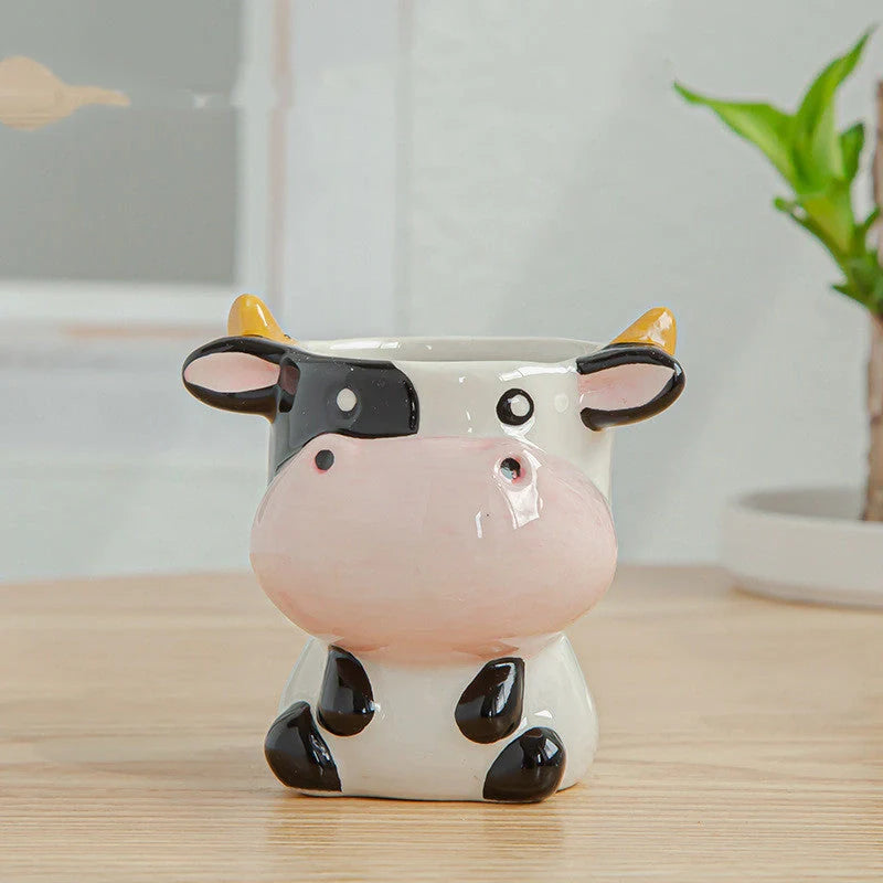 Charming ceramic animal succulent pot with breathable design for healthy plant growth