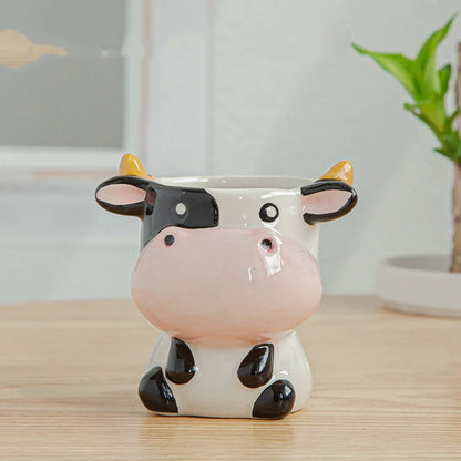 Charming ceramic animal succulent pot with breathable design for healthy plant growth
