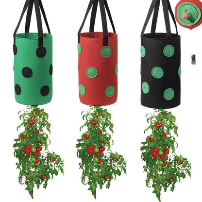 Vertical Garden Hanging Planter Bag made of breathable, non-woven fabric with 13 planting holes for growing herbs, vegetables, and strawberries