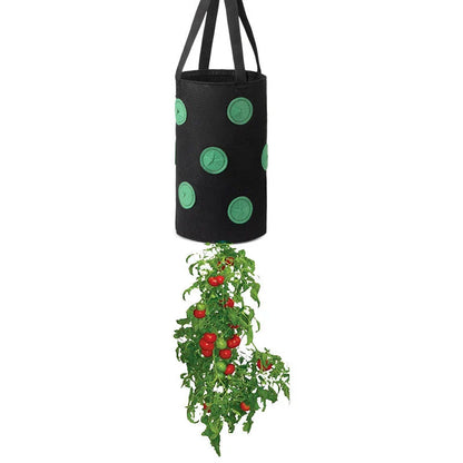 Vertical Garden Hanging Planter Bag made of breathable, non-woven fabric with 13 planting holes for growing herbs, vegetables, and strawberries