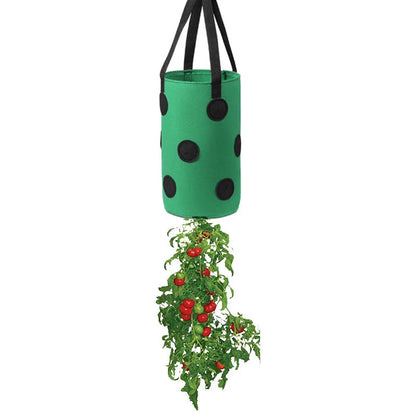 Vertical Garden Hanging Planter Bag made of breathable, non-woven fabric with 13 planting holes for growing herbs, vegetables, and strawberries