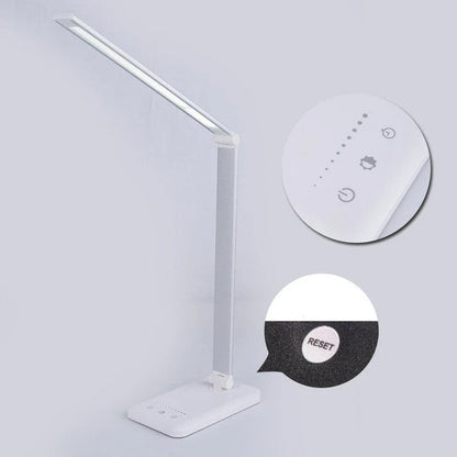 Premium wireless charging LED desk lamp with adjustable lighting, auto-timer, and foldable design for a customisable workspace