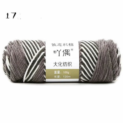 Luxurious gradient milk cotton yarn balls in a variety of vibrant colours, perfect for knitting, weaving, and other textile crafts.