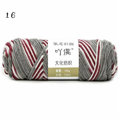 Luxurious gradient milk cotton yarn balls in a variety of vibrant colours, perfect for knitting, weaving, and other textile crafts.