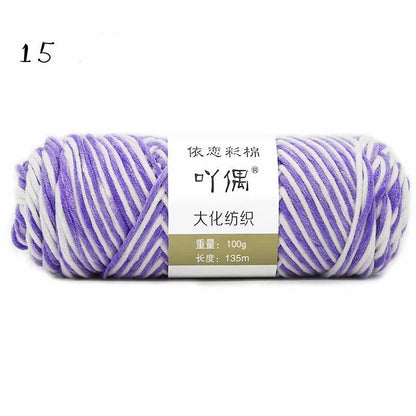 Luxurious gradient milk cotton yarn balls in a variety of vibrant colours, perfect for knitting, weaving, and other textile crafts.