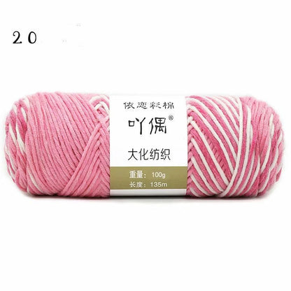 Luxurious gradient milk cotton yarn balls in a variety of vibrant colours, perfect for knitting, weaving, and other textile crafts.