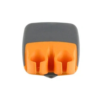 Two-finger peeler with ergonomic grip and stainless steel blade