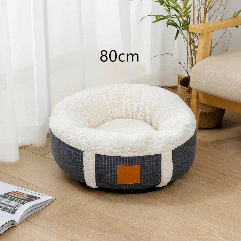 Winter Lamb Wool Pet Bed in grey, brown, dark grey, and 1Brown, sizes 40cm to 80cm