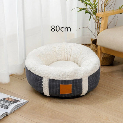 Winter Lamb Wool Pet Bed in grey, brown, dark grey, and 1Brown, sizes 40cm to 80cm