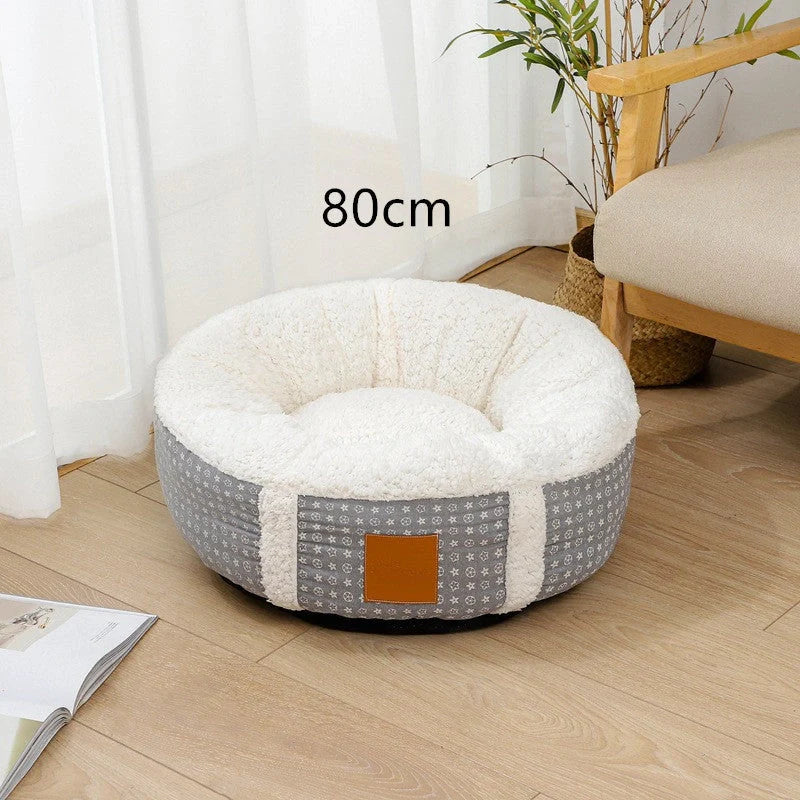Winter Lamb Wool Pet Bed in grey, brown, dark grey, and 1Brown, sizes 40cm to 80cm