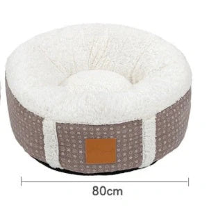 Winter Lamb Wool Pet Bed in grey, brown, dark grey, and 1Brown, sizes 40cm to 80cm