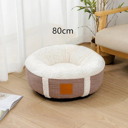 Winter Lamb Wool Pet Bed in grey, brown, dark grey, and 1Brown, sizes 40cm to 80cm