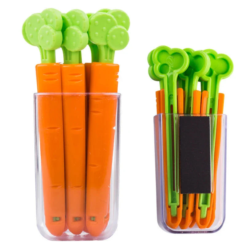 Carrot-shaped bag clip for sealing and preserving food freshness