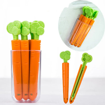 Carrot-shaped bag clip for sealing and preserving food freshness