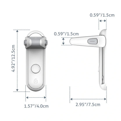 Children's door lever lock in enamel grey for safety and pet control