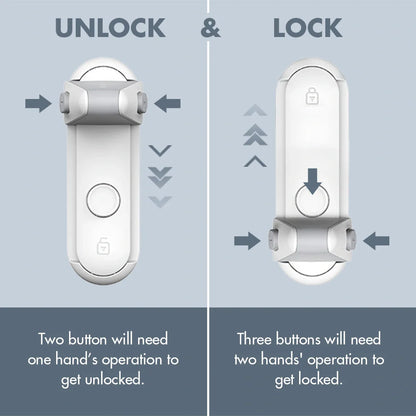 Children's door lever lock in enamel grey for safety and pet control