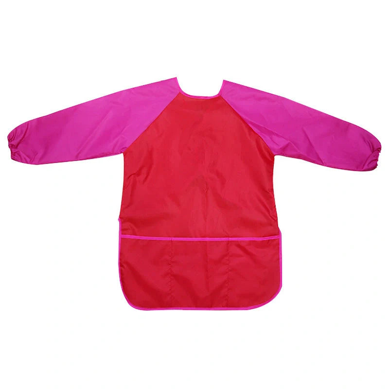 Waterproof children's painting apron with long sleeves in various colors