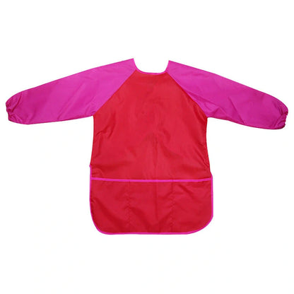 Waterproof children's painting apron with long sleeves in various colors