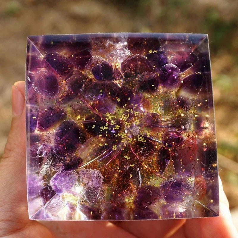 Premium Reiki-Charged Orgonite Pyramid with Healing Crystals for Energy Cleansing, Spiritual Wellness, and EMF Protection