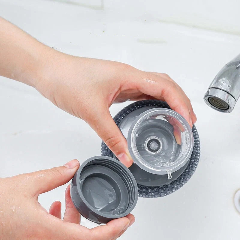 Premium Anti-Bacterial Kitchen Scrubbing Brush with Soap Dispenser - Rust-resistant, Durable, and Convenient Cleaning Tool