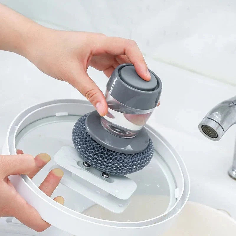 Premium Anti-Bacterial Kitchen Scrubbing Brush with Soap Dispenser - Rust-resistant, Durable, and Convenient Cleaning Tool
