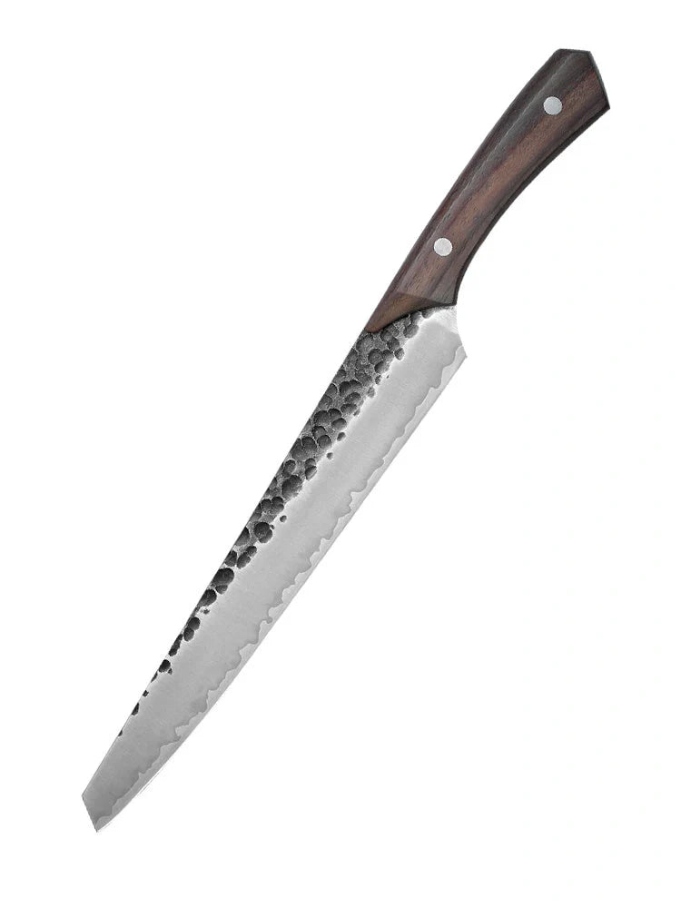 Premium stainless steel watermelon slicer knife with rosewood handle and choice of hammered or smooth finish